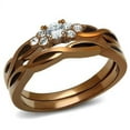 thumbnail image 1 of IP Coffee light Stainless Steel Ring with AAA Grade CZ in Clear for Women Clear Stone Color Style TK2963 Size 7, 1 of 5