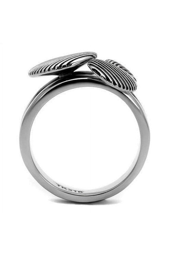TK2973 - High polished (no plating) Stainless Steel Ring with Epoxy in Jet