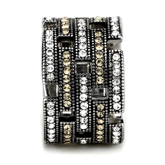 TK2987 - High polished (no plating) Stainless Steel Ring with Top Grade Crystal in Multi Color