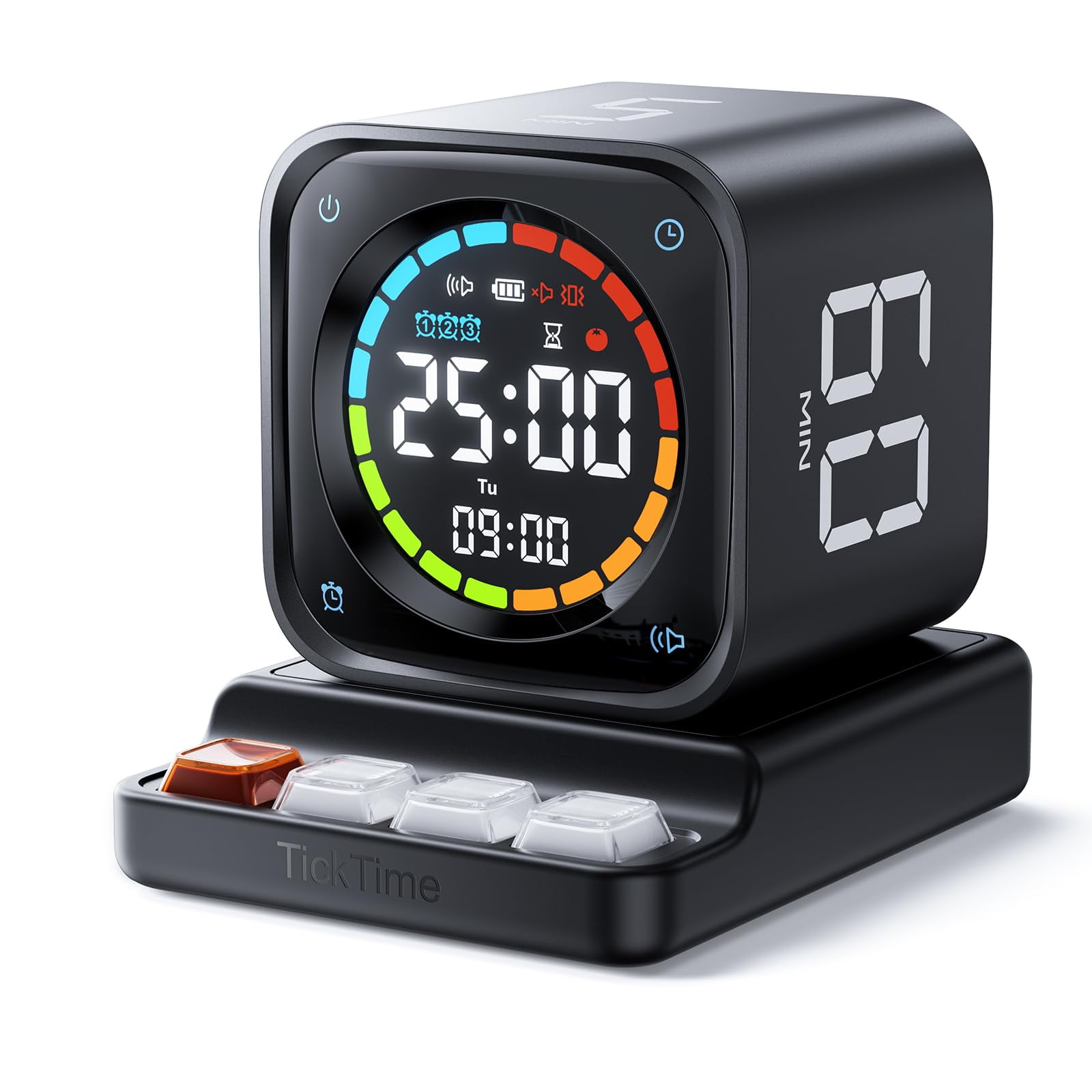 TK3 Pomodoro Timer Cube, Desk Productivity Timer with 5/10/30/60 Min ...