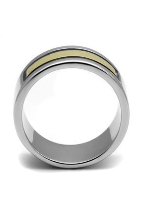 TK3008 - Two-Tone IP Gold (Ion Plating) Stainless Steel Ring with Epoxy in Jet