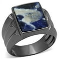 thumbnail image 1 of IP Light Black (IP Gun) Stainless Steel Ring with Semi-Precious Sodalite in Capri Blue for Women Capri Blue Stone Color Style TK3012 Size 9, 1 of 4