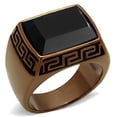 thumbnail image 1 of IP Coffee light Stainless Steel Ring with Synthetic Onyx in Jet for Women Jet Stone Color Style TK3014 Size 12, 1 of 4