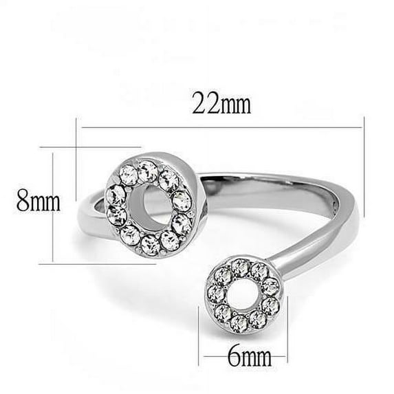 High polished (no plating) Stainless Steel Ring with Top Grade Crystal in Clear for Women Clear Stone Color Style TK3025 Size 6