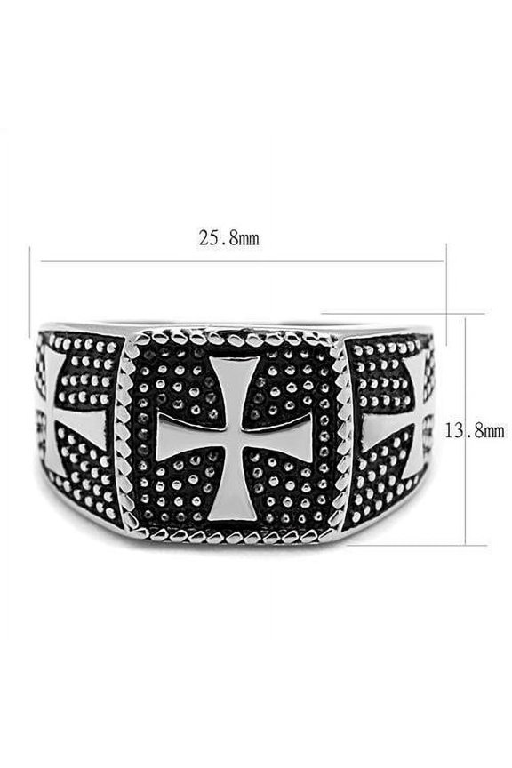 High polished (no plating) Stainless Steel Ring with Epoxy in Jet for Women Jet Stone Color Style TK3045 Size 10