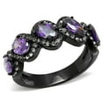 thumbnail image 1 of IP Black(Ion Plating) Stainless Steel Ring with AAA Grade CZ in Amethyst for Women Amethyst Stone Color Style TK3051 Size 7, 1 of 4