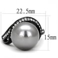 thumbnail image 1 of IP Black(Ion Plating) Stainless Steel Ring with Synthetic Pearl in Gray for Women Gray Stone Color Style TK3052 Size 6, 1 of 3