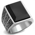 thumbnail image 1 of High polished (no plating) Stainless Steel Ring with Synthetic Onyx in Jet for Women Jet Stone Color Style TK3076 Size 11, 1 of 4