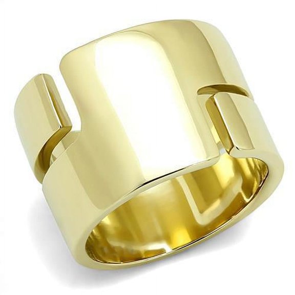 IP Gold(Ion Plating) Stainless Steel Ring with No Stone for Women Minimalist Theme No Stone Stone Color Style TK3118 Size 5