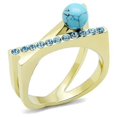 thumbnail image 1 of TK3130 - IP Gold(Ion Plating) Stainless Steel Ring with Synthetic Turquoise in Turquoise Size 7, 1 of 2