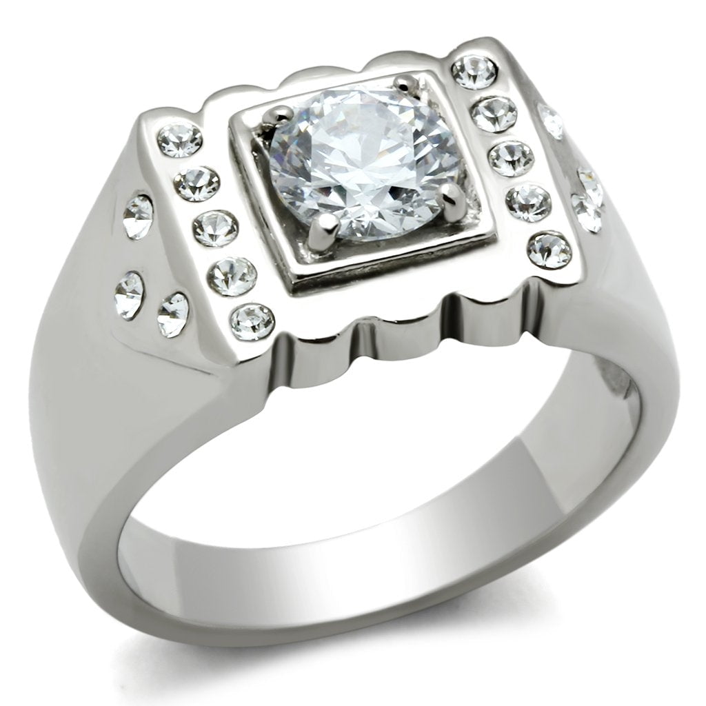 High polished (no plating) Stainless Steel Ring with AAA