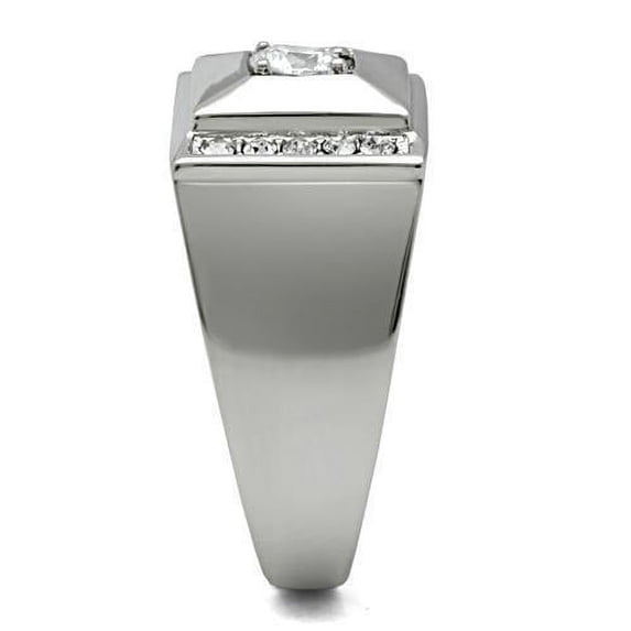 High polished (no plating) Stainless Steel Ring with AAA Grade CZ in Clear for Women Clear Stone Color Style TK317 Size 13