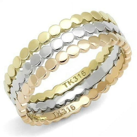TK3180 - IP Gold & IP Rose Gold (Ion Plating) Stainless Steel Ring with No Stone Size 6