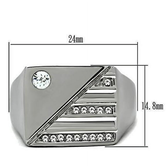 High polished (no plating) Stainless Steel Ring with Top Grade Crystal in Clear for Women Clear Stone Color Style TK319 Size 13