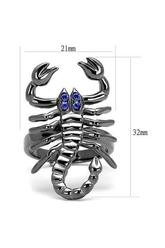 TK3205 - IP Light Black (IP Gun) Stainless Steel Ring with Top Grade Crystal in Sapphire