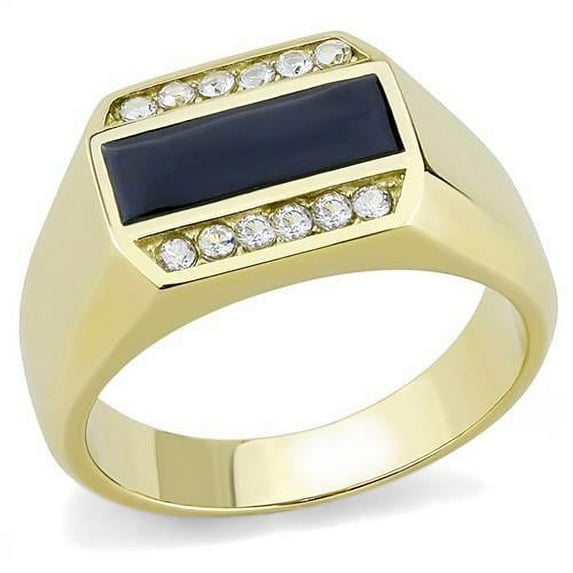 IP Gold(Ion Plating) Stainless Steel Ring with AAA Grade CZ in Clear for Women Clear Stone Color Style TK3222 Size 8