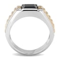 thumbnail image 1 of TK3227 - Two-Tone IP Rose Gold Stainless Steel Ring with Synthetic Onyx in Jet, 1 of 1