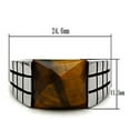thumbnail image 1 of TK324 - High polished (no plating) Stainless Steel Ring with Semi-Precious Tiger Eye in Smoked Quartz, 1 of 1