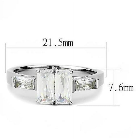 TK3244 - High polished (no plating) Stainless Steel Ring with AAA Grade CZ in Clear