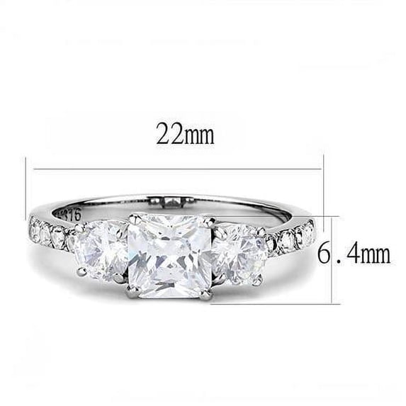 High polished (no plating) Stainless Steel Ring with AAA Grade CZ in Clear for Women Clear Stone Color Style TK3246 Size 9