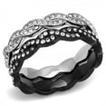 thumbnail image 1 of Two-Tone IP Black (Ion Plating) Stainless Steel Ring with Top Grade Crystal in Clear for Women Clear Stone Color Style TK3265 Size 9, 1 of 4