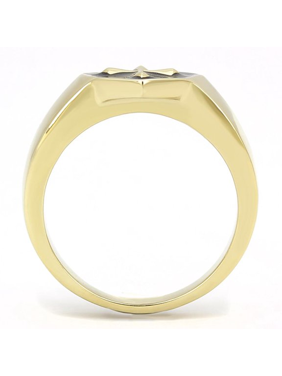 TK3268 - IP Gold(Ion Plating) Stainless Steel Ring with Epoxy in Jet