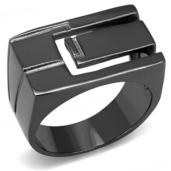 IP Light Black (IP Gun) Stainless Steel Ring with No Stone for Women No Stone Stone Color Style TK3272 Size 13