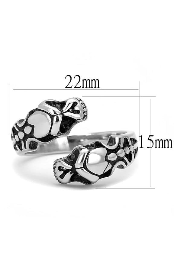 High polished (no plating) Stainless Steel Ring with Epoxy in Jet for Women Jet Stone Color Style TK3276 Size 11