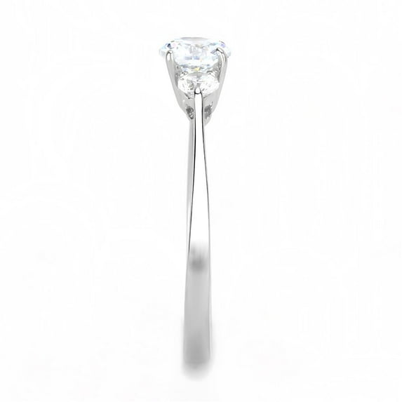 TK3431 - High polished (no plating) Stainless Steel Ring with AAA Grade CZ in Clear