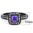 thumbnail image 1 of IP Black(Ion Plating) Stainless Steel Ring with AAA Grade CZ in Tanzanite for Women Tanzanite Stone Color Style TK3450 Size 7, 1 of 3