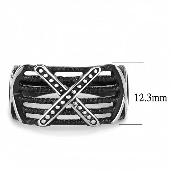 IP Black(Ion Plating) Stainless Steel Ring with No Stone for Women No Stone Stone Color Style TK3468 Size 13