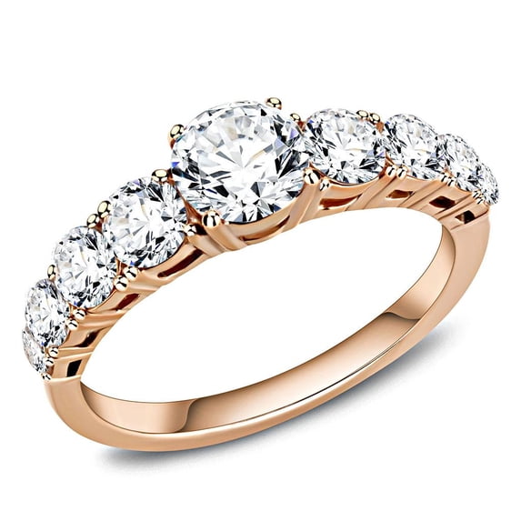 IP Rose Gold(Ion Plating) Stainless Steel Ring with AAA Grade CZ in Clear for Women Clear Stone Color Style TK3516 Size 5