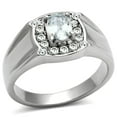 thumbnail image 1 of High polished (no plating) Stainless Steel Ring with AAA Grade CZ in Clear for Men Clear Stone Color Style TK353 Size 11, 1 of 4