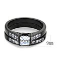thumbnail image 1 of IP Black(Ion Plating) Stainless Steel Ring with AAA Grade CZ in Clear for Women Clear Stone Color Style TK3555 Size 8, 1 of 4