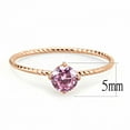 thumbnail image 1 of IP Rose Gold(Ion Plating) Stainless Steel Ring with AAA Grade CZ in Rose for Women Rose Stone Color Style TK3558 Size 6, 1 of 4