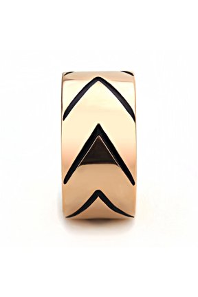 TK3563 - IP Rose Gold(Ion Plating) Stainless Steel Ring with Epoxy in Jet