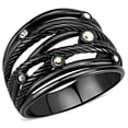 thumbnail image 1 of TK3566 - IP Black(Ion Plating) Stainless Steel Ring with Top Grade Crystal  in Aurora Borealis (Rainbow Effect) Size 6, 1 of 5