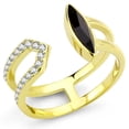 thumbnail image 1 of IP Gold(Ion Plating) Stainless Steel Ring with Top Grade Crystal in Jet for Women Jet Stone Color Style TK3591 Size 7, 1 of 6