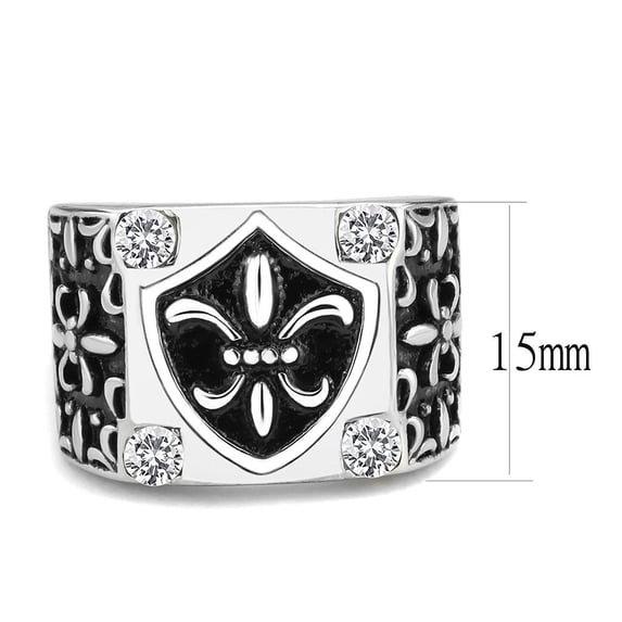 High polished (no plating) Stainless Steel Ring with AAA Grade CZ in Clear for Women Clear Stone Color Style TK3621 Size 9