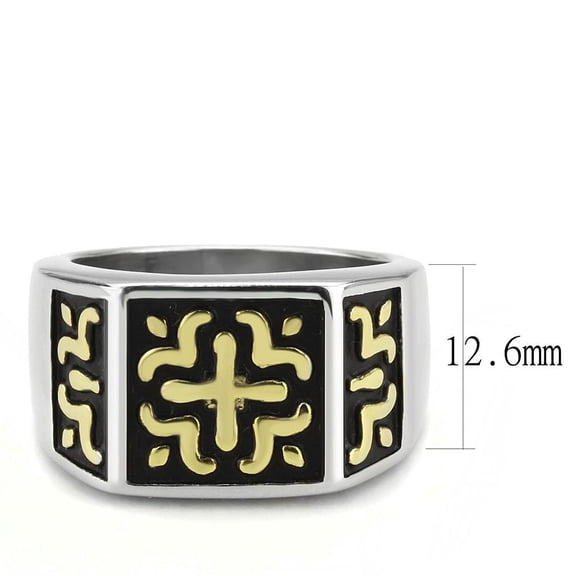 Two-Tone IP Gold (Ion Plating) Stainless Steel Ring with No Stone for Women No Stone Stone Color Style TK3622 Size 12