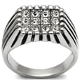 thumbnail image 1 of High polished (no plating) Stainless Steel Ring with Top Grade Crystal in Clear for Men Clear Stone Color Style TK363 Size 8, 1 of 4