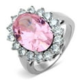 thumbnail image 1 of High polished (no plating) Stainless Steel Ring with Synthetic Synthetic Glass in Rose for Women Rose Stone Color Style TK3676 Size 9, 1 of 4