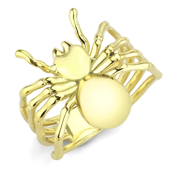 IP Gold(Ion Plating) Stainless Steel Ring with No Stone for Women No Stone Stone Color Style TK3718 Size 7