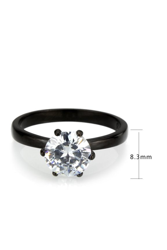 TK3741 IP Black Stainless Steel Ring with AAA Grade CZ in Clear