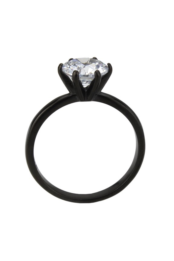 TK3741 IP Black Stainless Steel Ring with AAA Grade CZ in Clear