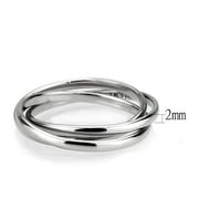 High polished Stainless Steel Interlocking Ring for Women Minimalist Theme No Stone Stone Color Style TK3743 Size 5