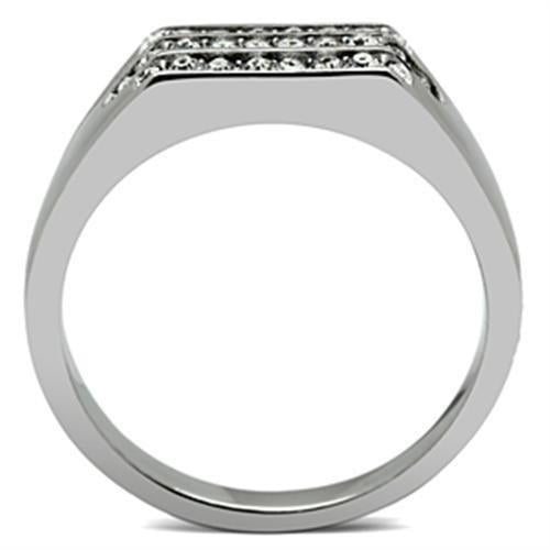 TK375 - High polished (no plating) Stainless Steel Ring with Top Grade Crystal in Clear