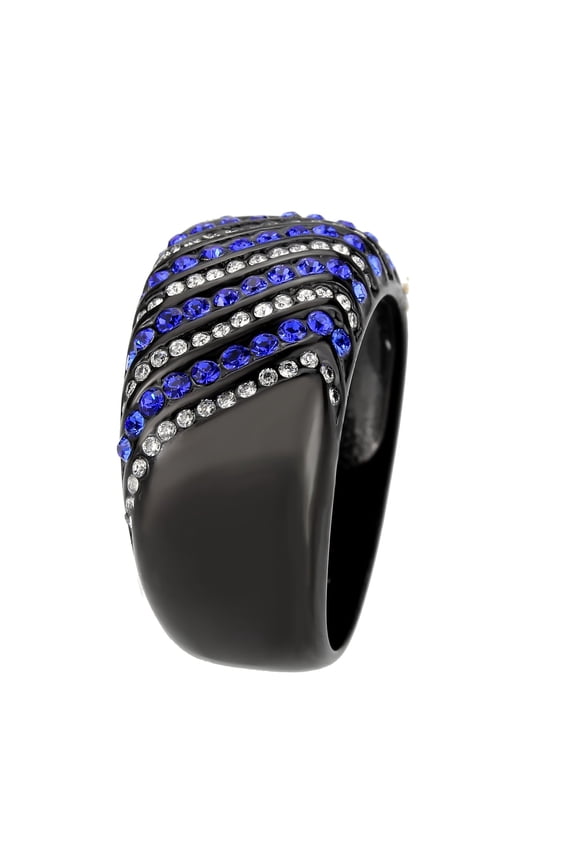TK3751 IP Black Stainless Steel Ring with AAA Grade CZ in Blue