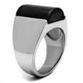 thumbnail image 1 of High polished (no plating) Stainless Steel Ring with Semi-Precious Onyx in Jet for Women Jet Stone Color Style TK379 Size 12, 1 of 3