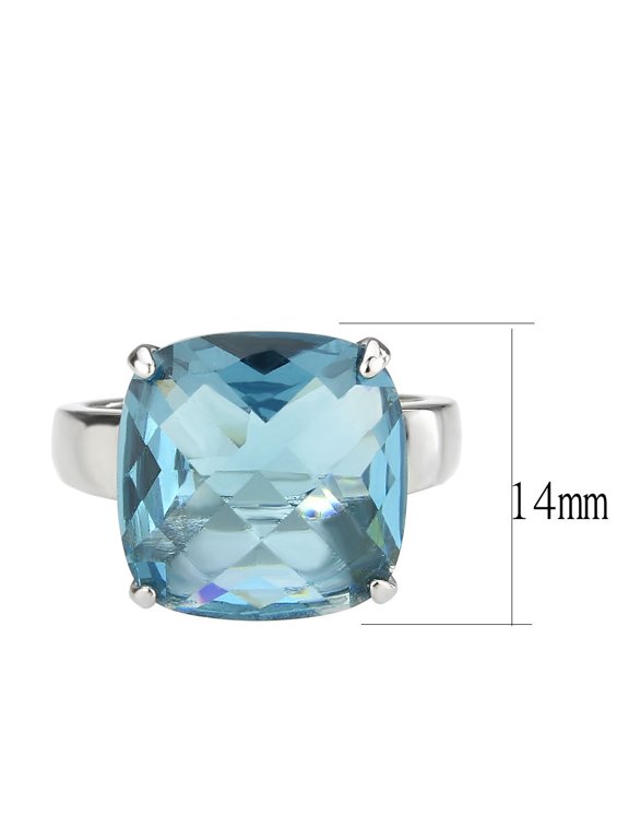 TK3830 - High polished (no plating) Stainless Steel Ring with Synthetic in SeaBlue